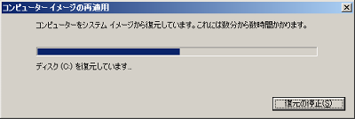 システムイメージの復元が始まるので、しばらく待ちます