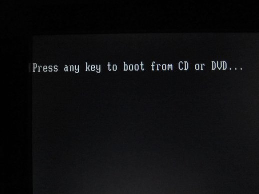 Press any key to boot from CD or DVD